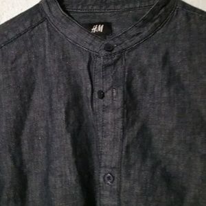 Men's blue denim look shirt